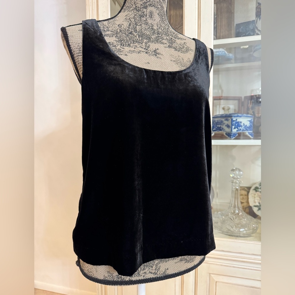 Vince Velvet Cami Tank Top Black Womens Small